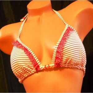 NWT ~ Marie Meili Striped Halter Bikini Top ~ Size M